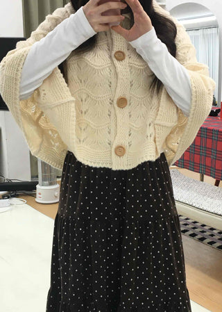 Soft Punched Knit Cardigan Cape
