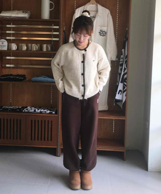 Vintage Chiffon Cable Knit Cardigan with Ribbon Accent
