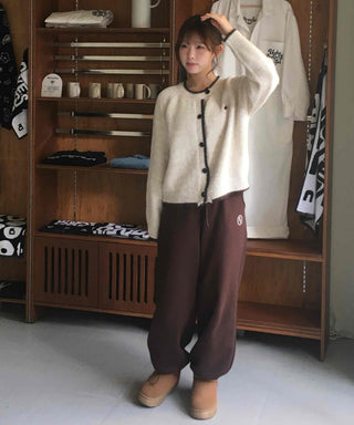 Vintage Chiffon Cable Knit Cardigan with Ribbon Accent