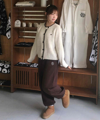 Vintage Chiffon Cable Knit Cardigan with Ribbon Accent
