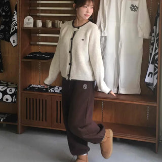 Vintage Chiffon Cable Knit Cardigan with Ribbon Accent