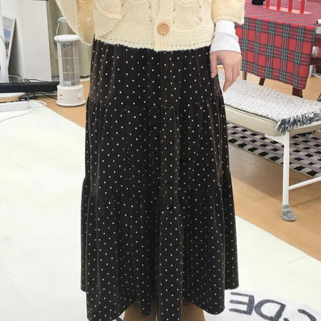 Dot A-line Cozy Long Skirt