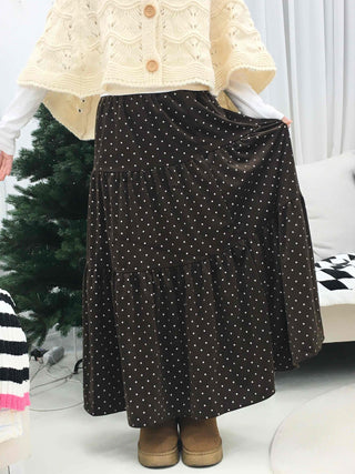 Dot A-line Cozy Long Skirt