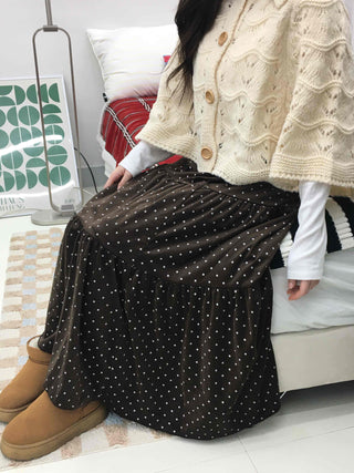 Dot A-line Cozy Long Skirt