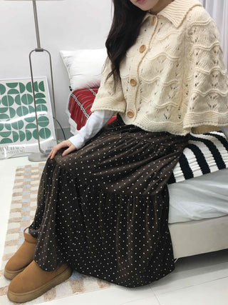 Dot A-line Cozy Long Skirt