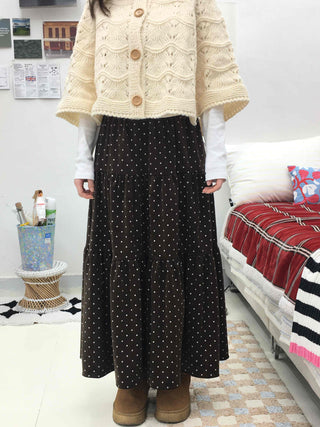Dot A-line Cozy Long Skirt