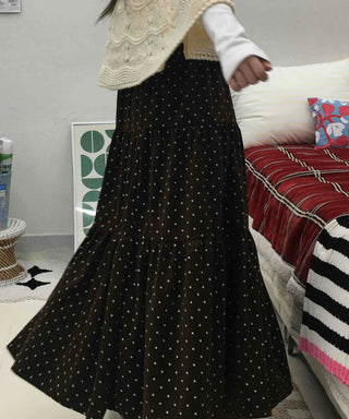 Dot A-line Cozy Long Skirt