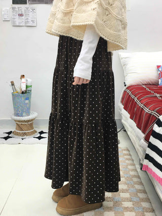 Dot A-line Cozy Long Skirt