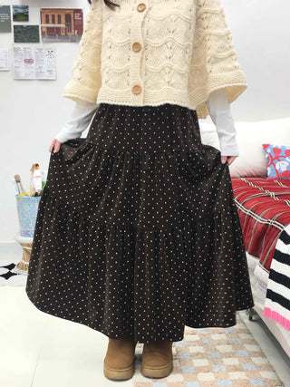 Dot A-line Cozy Long Skirt