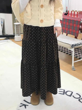 Dot A-line Cozy Long Skirt