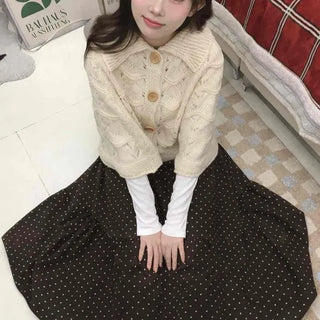 Dot A-line Cozy Long Skirt