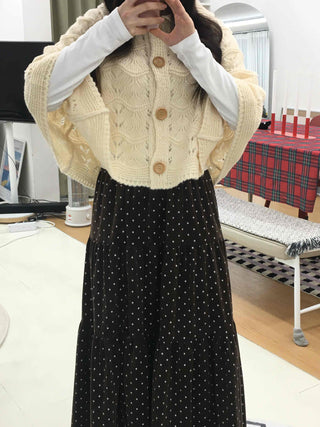 Dot A-line Cozy Long Skirt