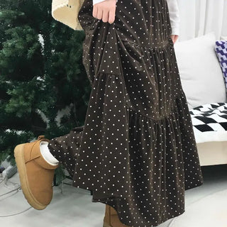 Dot A-line Cozy Long Skirt