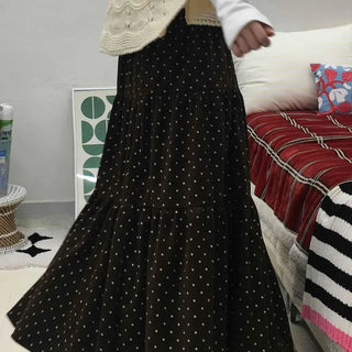 Dot A-line Cozy Long Skirt