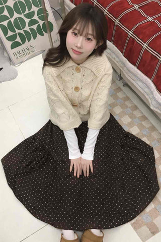 Dot A-line Cozy Long Skirt