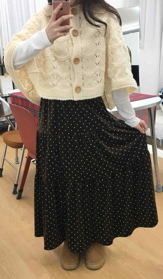 Dot A-line Cozy Long Skirt