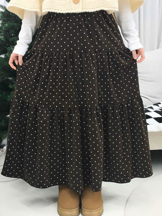 Dot A-line Cozy Long Skirt