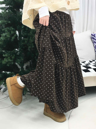 Dot A-line Cozy Long Skirt