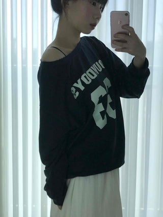 Vintage American Numbering Drop Shoulder Long Sleeve Tee