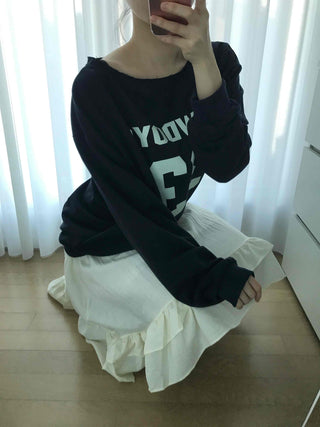 Vintage American Numbering Drop Shoulder Long Sleeve Tee