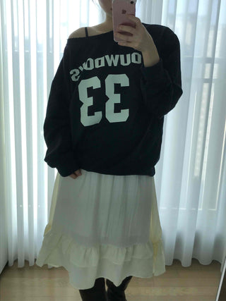 Vintage American Numbering Drop Shoulder Long Sleeve Tee