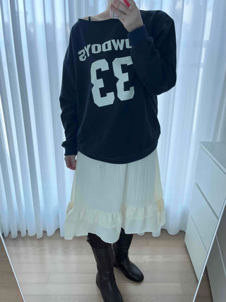 Vintage American Numbering Drop Shoulder Long Sleeve Tee