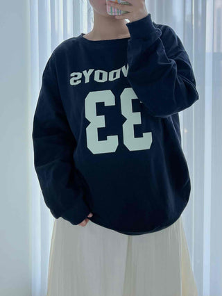 Vintage American Numbering Drop Shoulder Long Sleeve Tee