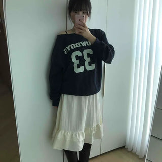 Vintage American Numbering Drop Shoulder Long Sleeve Tee