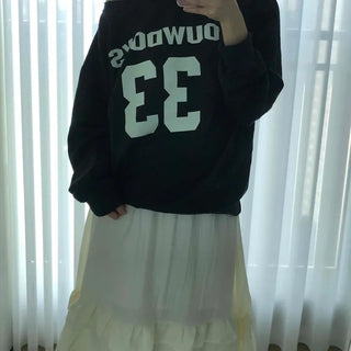 Vintage American Numbering Drop Shoulder Long Sleeve Tee