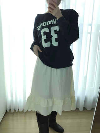 Chiffon Shirred Pleated Elastic Waist Midi Skirt
