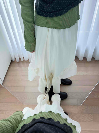 Chiffon Shirred Pleated Elastic Waist Midi Skirt