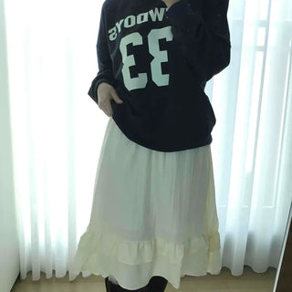 Chiffon Shirred Pleated Elastic Waist Midi Skirt