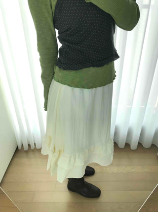 Chiffon Shirred Pleated Elastic Waist Midi Skirt