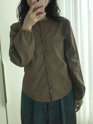 Frill Line Crop Button Blouse