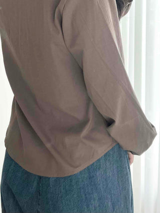 Frill Line Crop Button Blouse
