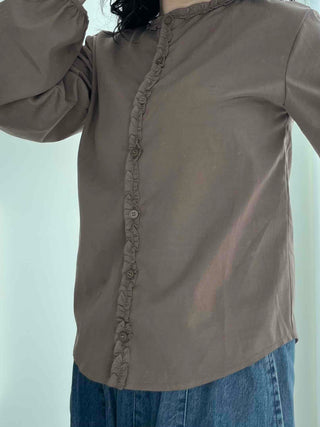 Frill Line Crop Button Blouse