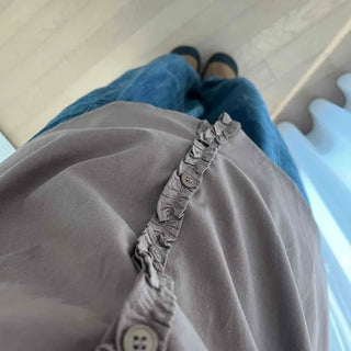 Frill Line Crop Button Blouse