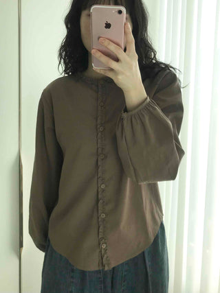 Frill Line Crop Button Blouse