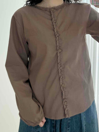 Frill Line Crop Button Blouse
