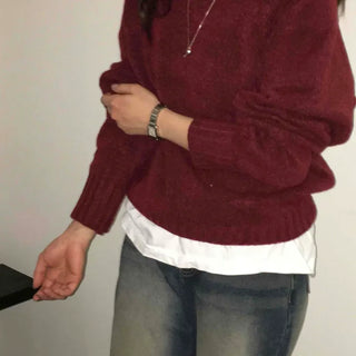 Basic Semi-Crop V-Neck Knit
