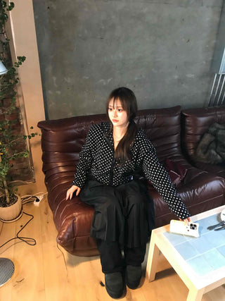 Dot Pattern Crop Hooded Jumper