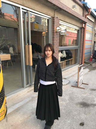 Dot Pattern Crop Hooded Jumper