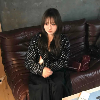 Dot Pattern Crop Hooded Jumper