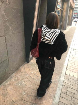 Striped Cat Ear Zip-Up Hoodie