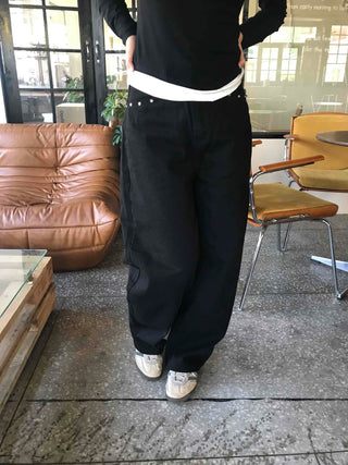 Modern Semi-Bootcut Oversized Cotton Pants