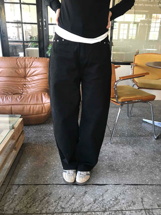 Modern Semi-Bootcut Oversized Cotton Pants