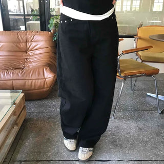 Modern Semi-Bootcut Oversized Cotton Pants