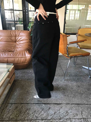 Modern Semi-Bootcut Oversized Cotton Pants