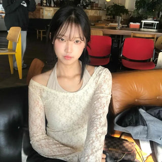 Romantic Flower U-Neck Slim Fit T-Shirt