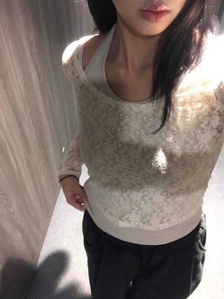 Romantic Flower U-Neck Slim Fit T-Shirt